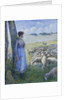 Shepherdess and Sheep; Bergere et Moutons, 1887 by Camille Pissarro