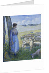Shepherdess and Sheep; Bergere et Moutons, 1887 by Camille Pissarro