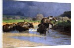 Elephants Bathing; Badende Elefanten, 1908 by Wilhelm Kuhnert