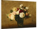 Roses in a Glass Vase; Roses dans un Vase de Verre, by Ignace Henri Jean Fantin-Latour