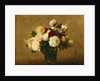 Roses in a Glass Vase; Roses dans un Vase de Verre, by Ignace Henri Jean Fantin-Latour