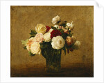 Roses in a Glass Vase; Roses dans un Vase de Verre, by Ignace Henri Jean Fantin-Latour