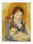 Girl with Dog; Fillette au Chien, c.1875 by Pierre Auguste Renoir