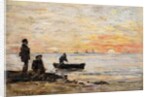 Low Tide - Shore and Fishermen at Sunset; Maree Basse - Rivage et Pecheurs au Coucher du Soleil, 1862 by Eugene Louis Boudin