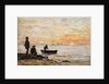 Low Tide - Shore and Fishermen at Sunset; Maree Basse - Rivage et Pecheurs au Coucher du Soleil, 1862 by Eugene Louis Boudin