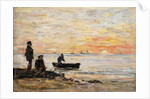 Low Tide - Shore and Fishermen at Sunset; Maree Basse - Rivage et Pecheurs au Coucher du Soleil, 1862 by Eugene Louis Boudin