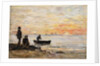 Low Tide - Shore and Fishermen at Sunset; Maree Basse - Rivage et Pecheurs au Coucher du Soleil, 1862 by Eugene Louis Boudin