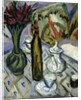 Teapot, Bottle and Red Flowers; Teekanne, Flasche und Rote Blumen, 1912 by Ernst Ludwig Kirchner