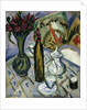 Teapot, Bottle and Red Flowers; Teekanne, Flasche und Rote Blumen, 1912 by Ernst Ludwig Kirchner