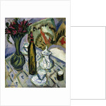 Teapot, Bottle and Red Flowers; Teekanne, Flasche und Rote Blumen, 1912 by Ernst Ludwig Kirchner