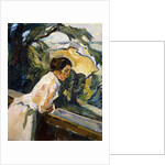 Frieda, the Artist's Wife, Leaning over the Balcony, c.1919-1922 by Leo Putz