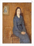 A sitting Girl wearing a Spotted Blue Dress, 1914-15 by Gwen John