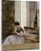 A Woman Crocheting by Giuseppe or Joseph de Nittis