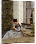 A Woman Crocheting by Giuseppe or Joseph de Nittis