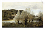 Fisherman on the Edge of a Pond in the Village of Avary by Jean Baptiste Camille Corot