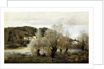 Fisherman on the Edge of a Pond in the Village of Avary by Jean Baptiste Camille Corot