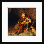 Two Children Playing with Rabbits, by Felix Schlesinger