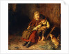 Two Children Playing with Rabbits, by Felix Schlesinger