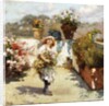 A Young Girl Gathering Flowers in the Sunshine, by Vicenzo Irolli
