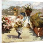 A Young Girl Gathering Flowers in the Sunshine, by Vicenzo Irolli