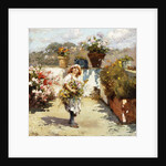 A Young Girl Gathering Flowers in the Sunshine, by Vicenzo Irolli