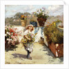 A Young Girl Gathering Flowers in the Sunshine, by Vicenzo Irolli