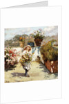 A Young Girl Gathering Flowers in the Sunshine, by Vicenzo Irolli