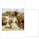 A Young Girl Gathering Flowers in the Sunshine, by Vicenzo Irolli