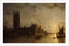 Westminster Abbey, The Houses of Parliament with the Construction of Westminster Bridge, 1859 by Henry Pether