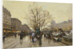 The Docks of Paris; Les Quais a Paris by Eugene Galien-Laloue