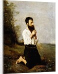 Peasant in Prayer; Paysan en Priere by Jean Baptiste Camille Corot