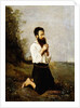 Peasant in Prayer; Paysan en Priere by Jean Baptiste Camille Corot