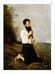 Peasant in Prayer; Paysan en Priere by Jean Baptiste Camille Corot