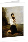 Peasant in Prayer; Paysan en Priere by Jean Baptiste Camille Corot