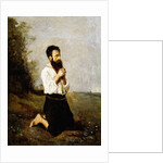 Peasant in Prayer; Paysan en Priere by Jean Baptiste Camille Corot
