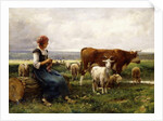 Shepherdess with Cows and Goats by Julien Dupre
