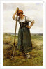 Peasant Woman Leaning on a Pitchfork by Julien Dupre