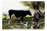A Milkmaid with her Cow by Julien Dupre
