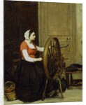 Woman and Spinning Wheel, c.1860? by Antoine Vollon