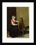Woman and Spinning Wheel, c.1860? by Antoine Vollon
