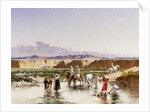 Arab Horsemen watering in an Oasis by Victor-Pierre Huguet