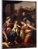 The Madonna and Child with Saints Lucy, Dominic and Louis of France, a landscape with a town through a casement beyond by Annibale Carracci