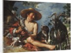 A Shepherd Piping on a Knoll, a Dog and his Flock Nearby by Peter Wtewael