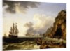 A View of the Coast near Naples with a British Royal Navy Three-Decker flying the Flag of a Vice Admiral of the Red, 1777 by Jacob-Philippe Hackert