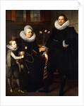 A group Portrait of a Family, full-length, in an interior by Adam van Noort