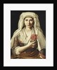 Portrait of a Young Woman, three-quarter length, Holding a Carnation by Francesco Cozza