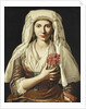 Portrait of a Young Woman, three-quarter length, Holding a Carnation by Francesco Cozza