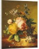 Roses and other Flowers in a Basket on a Marble Ledge, c.1742 by Jan van Huysum