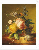 Roses and other Flowers in a Basket on a Marble Ledge, c.1742 by Jan van Huysum