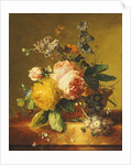 Roses and other Flowers in a Basket on a Marble Ledge, c.1742 by Jan van Huysum